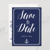 Cartes de mariage nautiques avec cadre pour Sauver (Devant / Derrière)