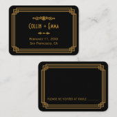 Cartes de Mariage Noir Art Déco Simple (Devant / Derrière)