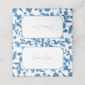 Cartes de mariage Noms Chintz Bleu Blanc Floral (Extérieur déplié)