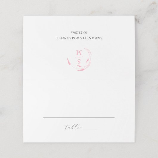 Cartes de Mariage personnalisées Monogramme rose (Extérieur déplié)