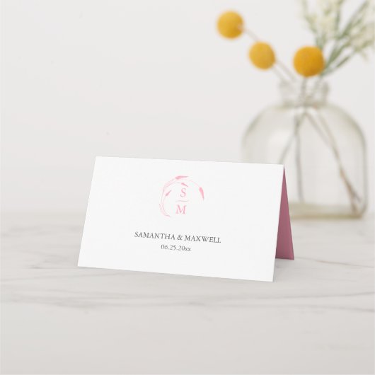 Cartes de Mariage personnalisées Monogramme rose (Dos)