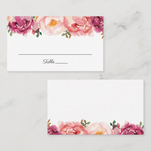 Cartes de Mariage plat rose rustique (Devant / Derrière)