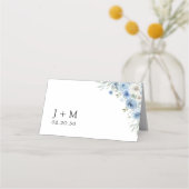 Cartes de Mariage pliées en ivoire bleu Dusty (Dos)