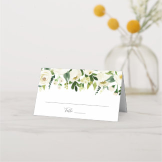 Cartes de Mariage pliées en vert Fleur Blanche