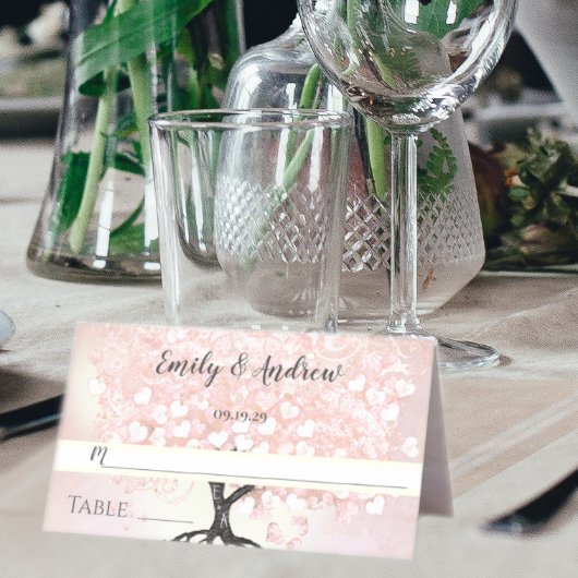 Cartes de Mariage pour feuilles de coeur rose pâle
