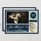 Cartes de mariage pour photo de mariage nautique d (Devant / Derrière)