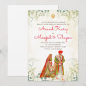 Cartes de mariage punjabi & invitations Anand Kara (Devant / Derrière)