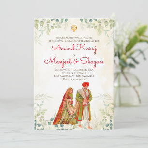 Cartes de mariage punjabi & invitations Anand Kara