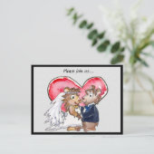 Cartes de mariage "Red Heart Cute" pour annoncer l (Debout devant)