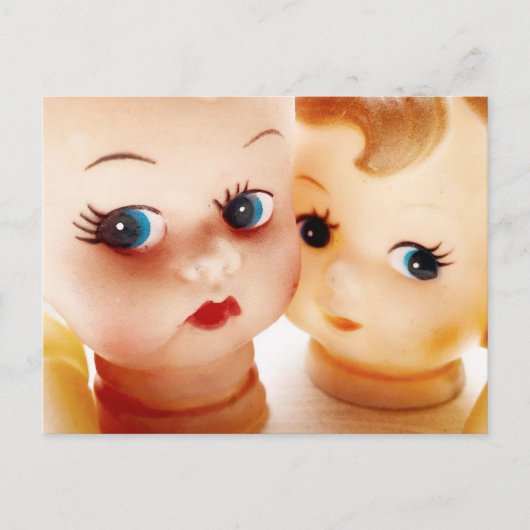 Cartes de mariage rétro de poupées selfie (Devant)