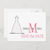 Cartes de mariage Robe de Mariée Fleurs de Chèvref (Devant / Derrière)