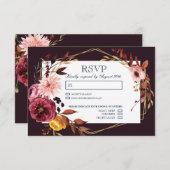 Cartes de mariage RSVP avec choix de repas (Devant / Derrière)
