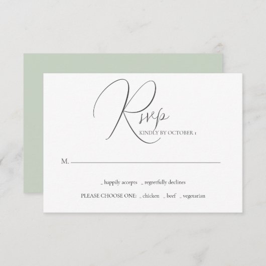 Cartes de mariage RSVP Calligraphie minimaliste (Devant / Derrière)