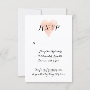 Cartes de mariage RSVP Coral rose aquarelle