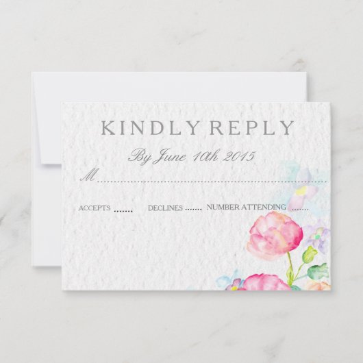 cartes de mariage RSVP fleurs colorées aquarelle (Devant)