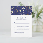 Cartes de mariage RSVP Marine et Gold Confetti (Debout devant)