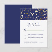 Cartes de mariage RSVP Marine et Gold Confetti (Devant / Derrière)