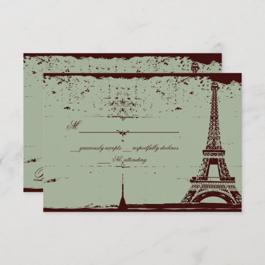 Cartes de mariage RSVP Tour Eiffel (Devant / Derrière)