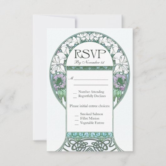 Cartes de mariage RSVP Vintage Art Nouveau (Devant)