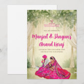 Cartes de mariage Sikh numériques invitations pend (Devant / Derrière)