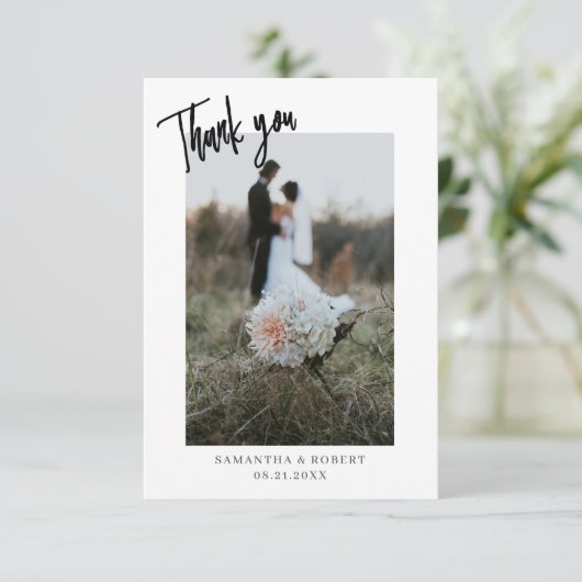 Cartes de Mariage Simple Merci Script (Debout devant)