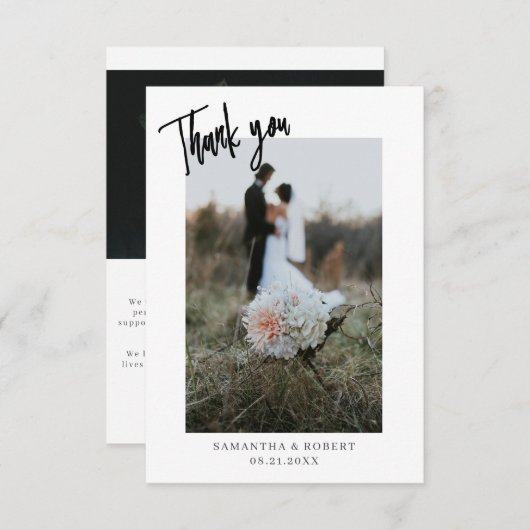 Cartes de Mariage Simple Merci Script (Devant / Derrière)