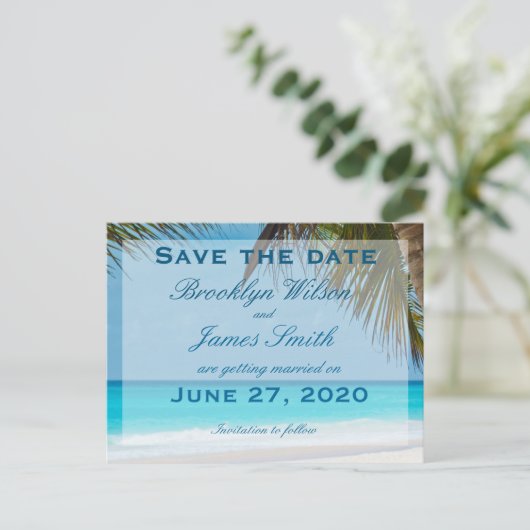 Cartes de mariage sous les palmiers à la plage Enr (Debout devant)