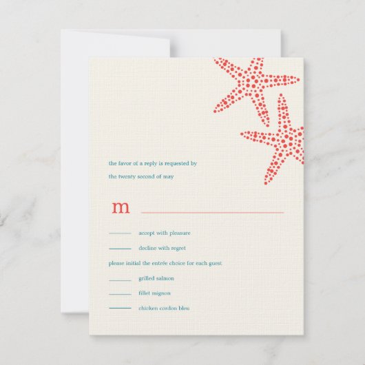 Cartes de mariage stylish Starfish RSVP/Response (Devant)
