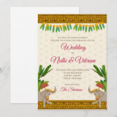 Cartes de mariage sud-indiennes & invitations élép (Devant / Derrière)