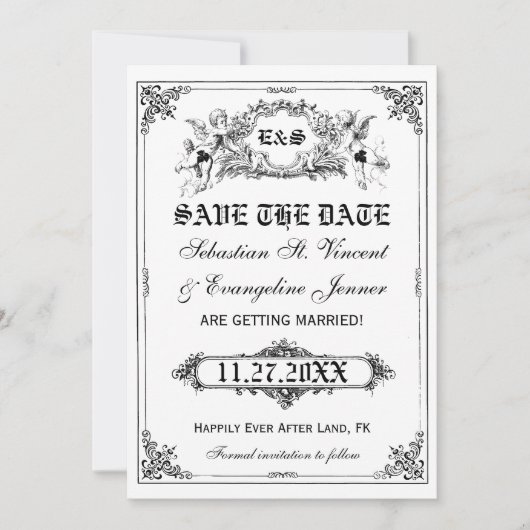 Cartes de mariage thème conte de fées (Devant)