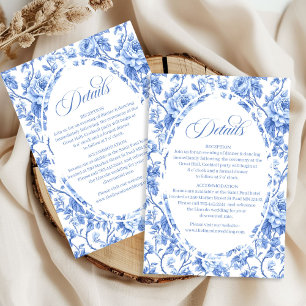 Cartes de mariage Toile Roses Navy Détails Classiq