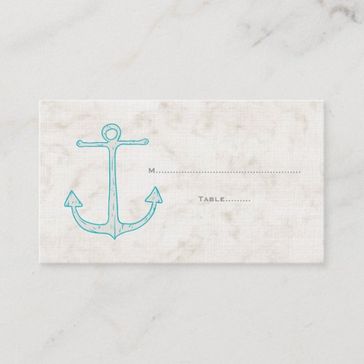 Cartes de Mariage turquoise Rustique Ancre (Devant)