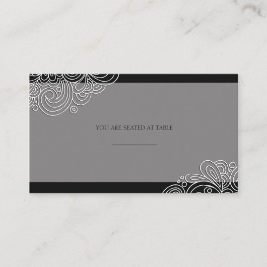 Cartes de Mariage vintage Black Swirl (Devant)