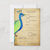 Cartes de mariage Vintage de paon RSVP Monogramme (Dos)