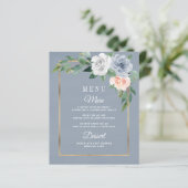 Cartes de menu à Mariage rose pâle et bleu-bleu (Debout devant)