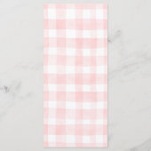Cartes de menu à motif gingham rose sur le thème d (Dos)