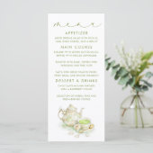 Cartes de menu à motif gingham vert sur le thème d (Debout devant)