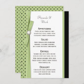 Cartes de menu à pois noir et vert clair (Devant / Derrière)