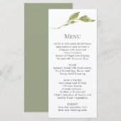 Cartes de menu à tige de feuille verte simple (Devant / Derrière)