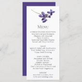 Cartes de menu à tige de fleur violette unique (Devant / Derrière)
