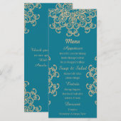 Cartes de menu Aquamarine et Gold Indian Style (Devant / Derrière)