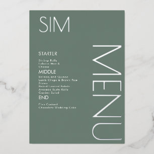 Cartes de menu argent pressé logo initial pour mar