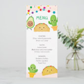 Cartes de menu Baby shower Taco Party (Debout devant)