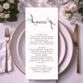 Cartes de menu Boho Noir et Blanc simples