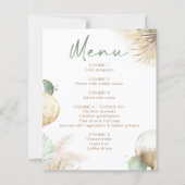 Cartes de menu Boho vert sauge et beige (Devant)