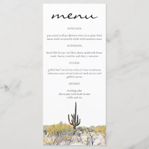 Cartes de menu Cactus Saguaro du désert d'Arizona