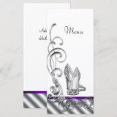 Cartes de menu Chaussure à talon haut Violet (Devant / Derrière)