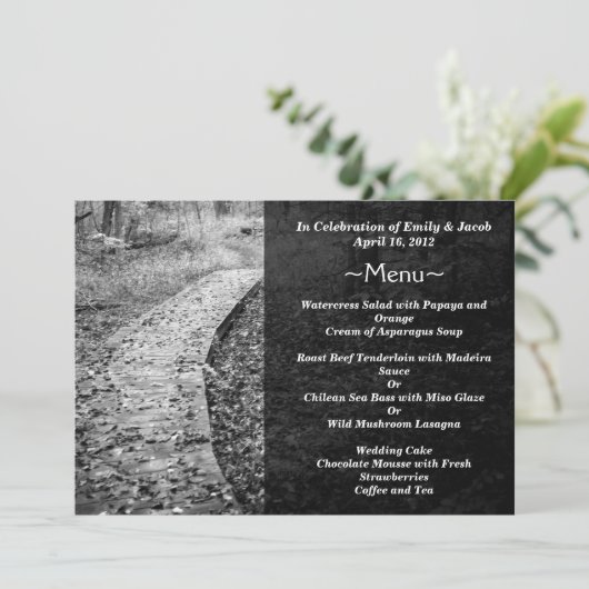 Cartes de menu Chemin de forêt (Debout devant)