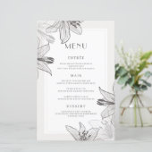 Cartes de menu Classic Illustrated Floral Lilies (Debout devant)
