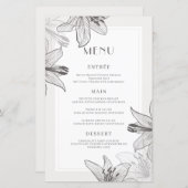 Cartes de menu Classic Illustrated Floral Lilies (Devant / Derrière)